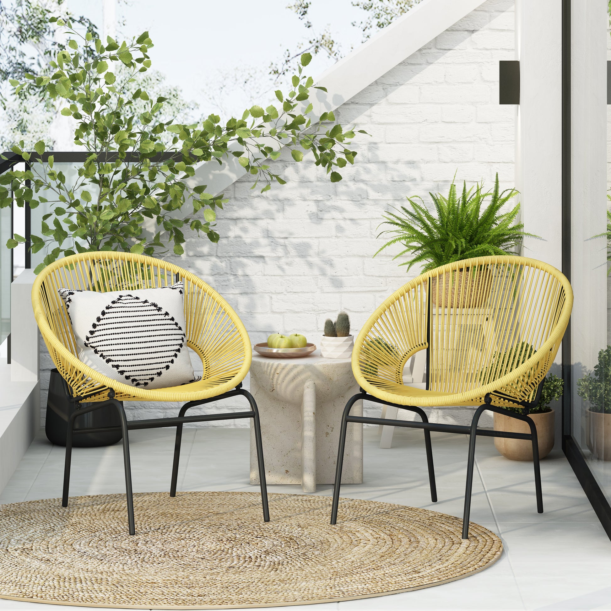Carver Indoor Outdoor Acapulco Weave Faux Rattan Club Chairs