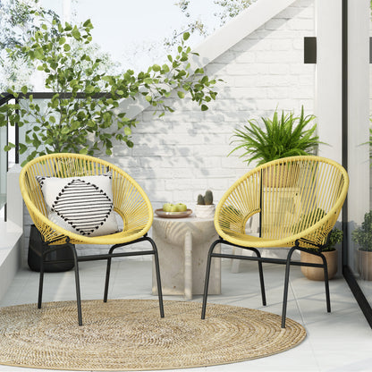 Carver Indoor & Outdoor Acapulco Weave Faux Rattan Club Chairs (Set of 2)