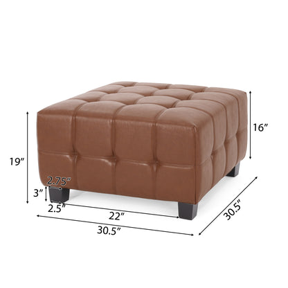 Littell Faux Leather Tufted Ottoman