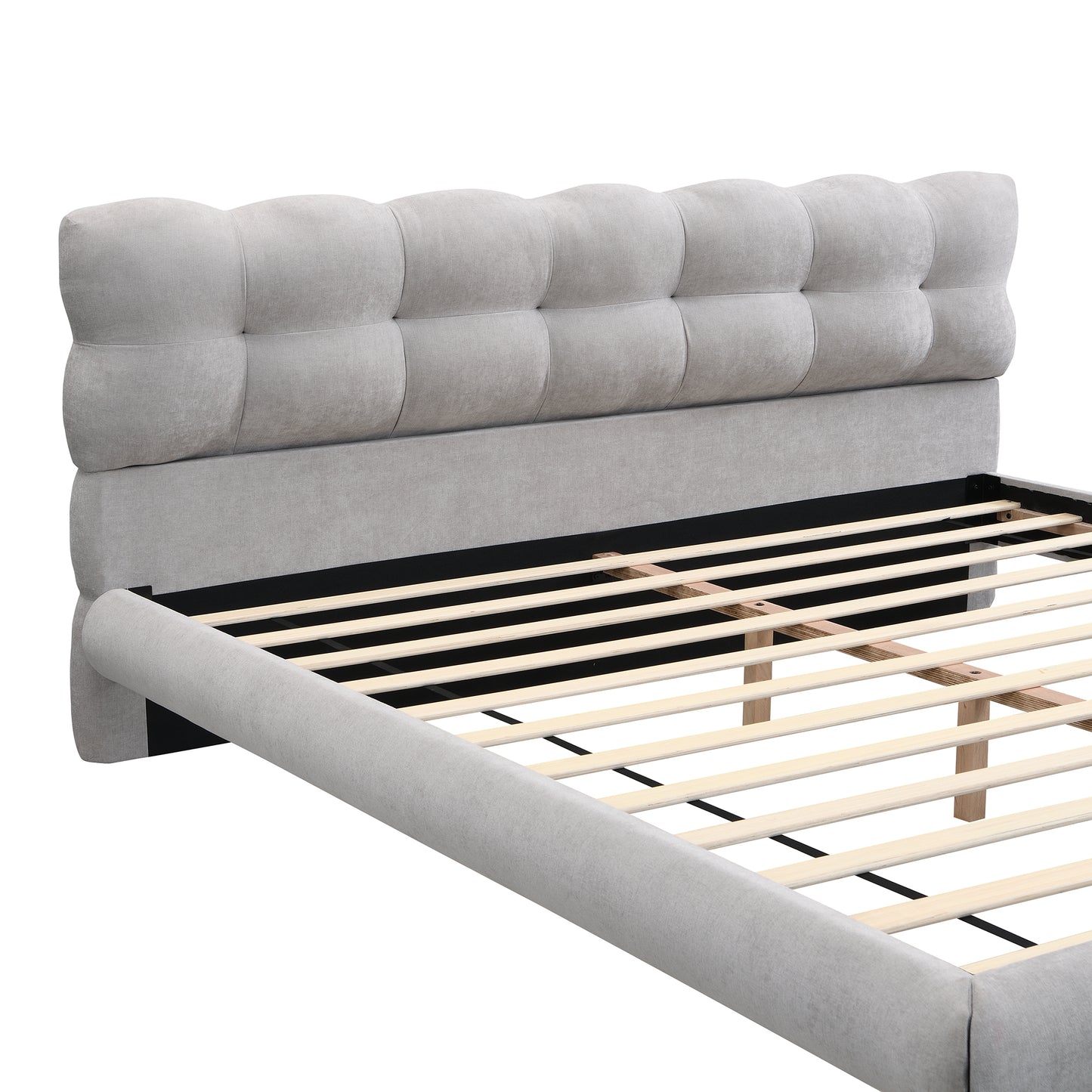 Caldwin Modern Upholstered Chenille Platform Bed with Headboard