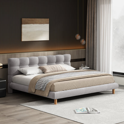 Caldwin Modern Upholstered Chenille Platform Bed with Headboard