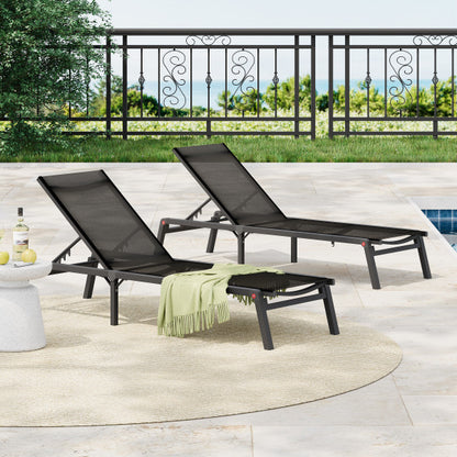 Savannah Outdoor Aluminum Folding Chaise Lounge, Set of 2