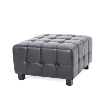 Littell Faux Leather Tufted Ottoman