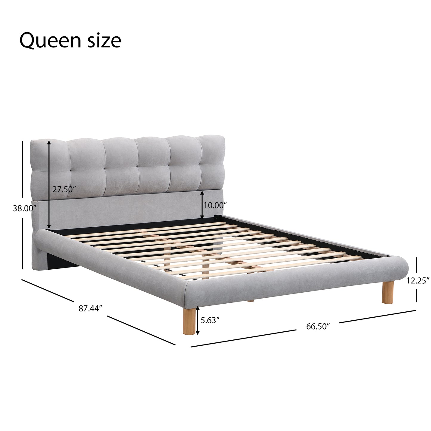 Caldwin Modern Upholstered Chenille Platform Bed with Headboard