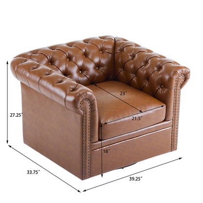 Lily Upholstered Tufted Chesterfield Swivel Club Chair