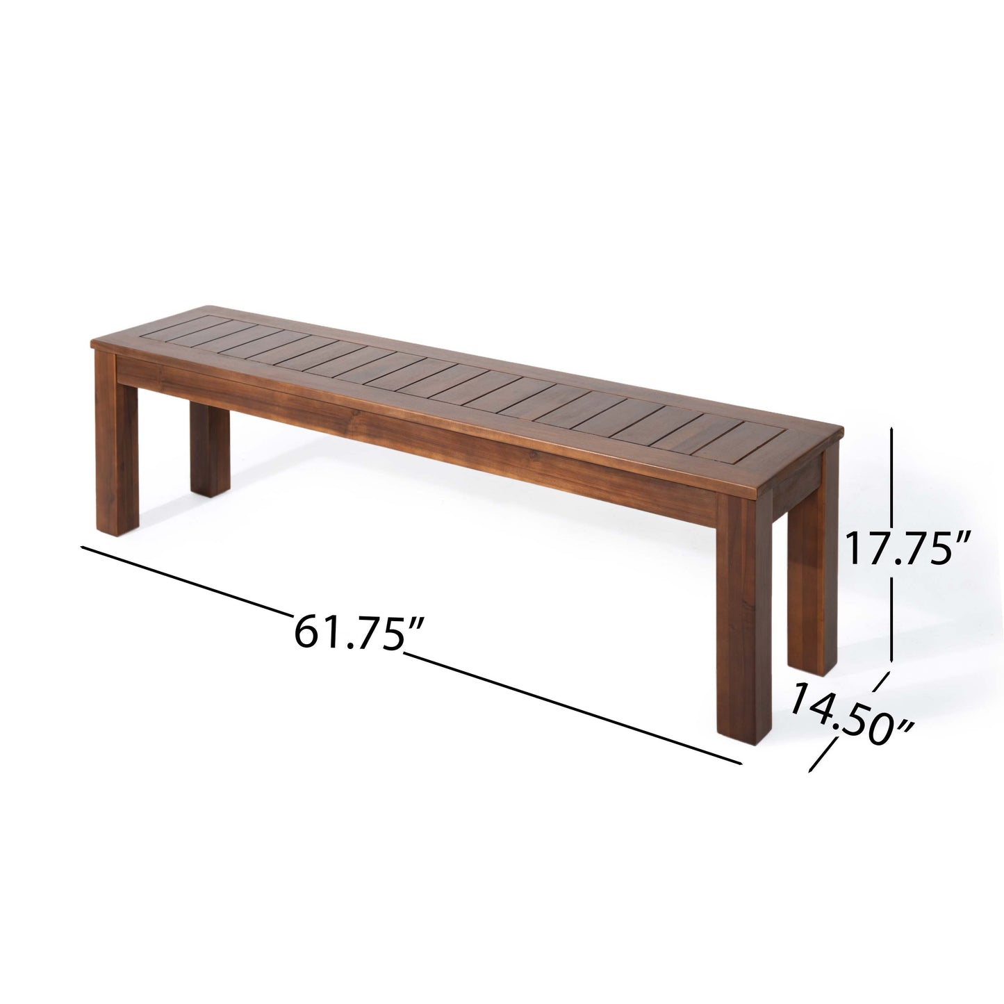 Ebany Outdoor Acacia Wood Dining Bench, Set of 2, Dark Brown