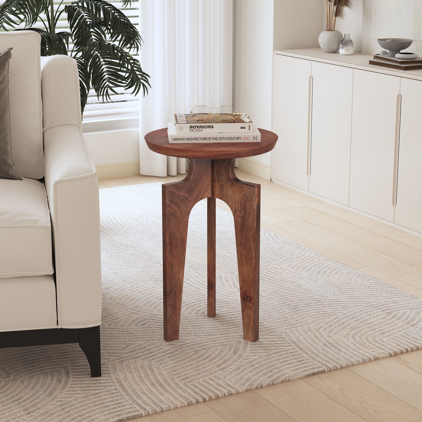 Tangelo Retro Round Mango Wood End Table