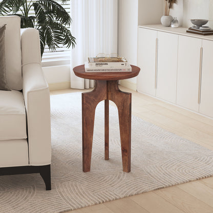 Tangelo Retro Round Mango Wood End Table