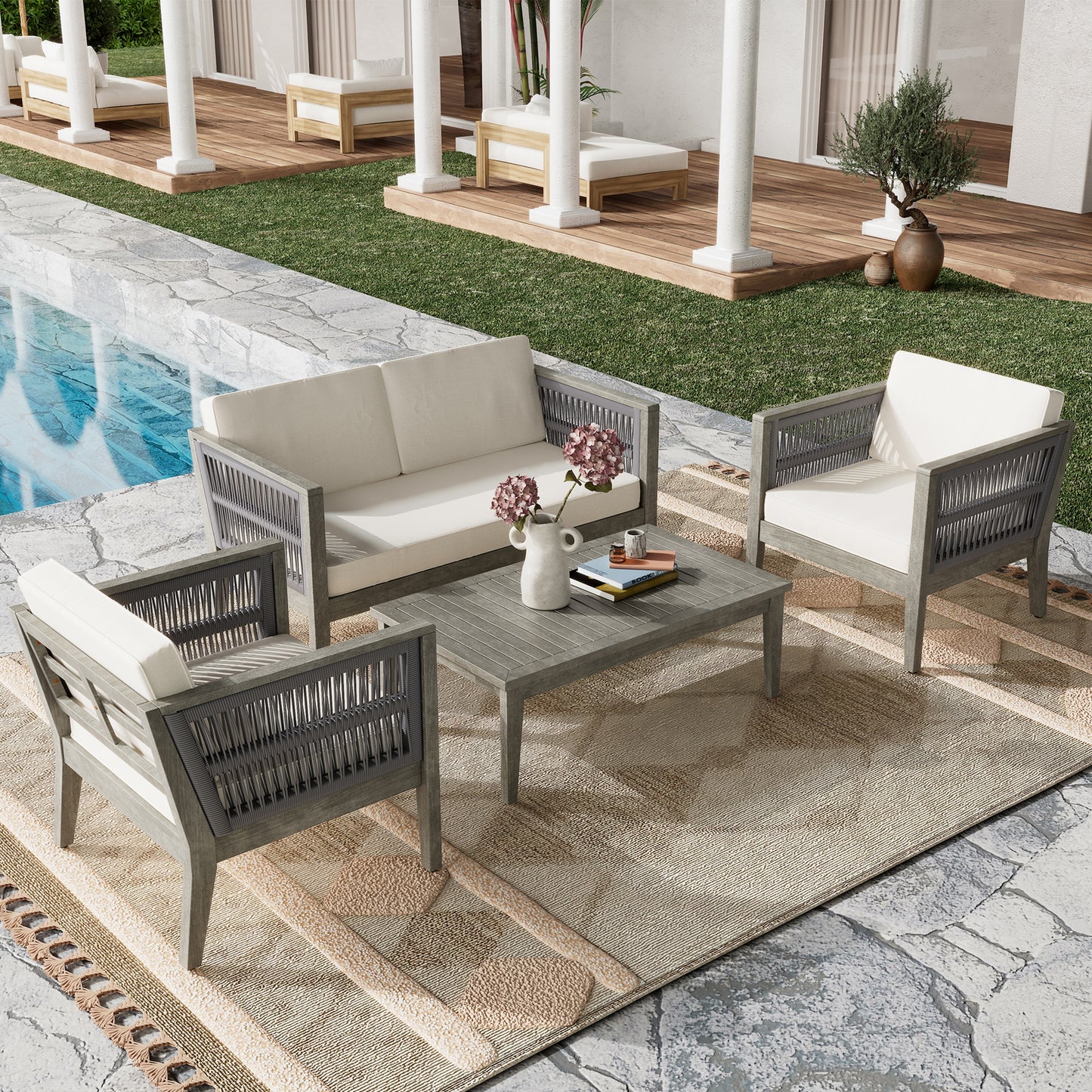 Rio Outdoor Acacia Wood Patio set