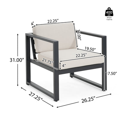 Sienn Outdoor Patio Furniture Club Chairs with Beige Cushions