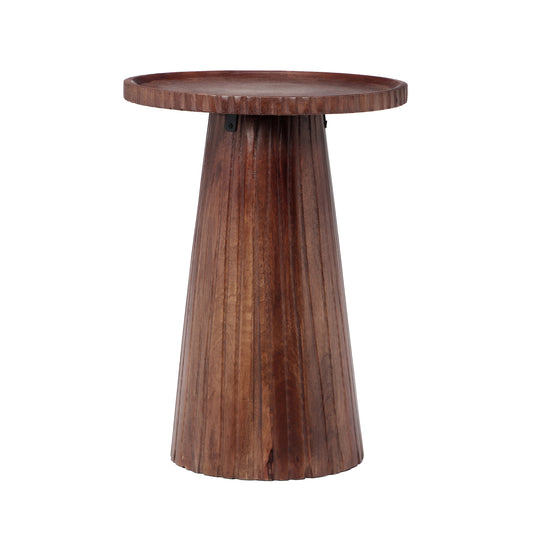 Zephy Round Pedestal Side End Table, Mango Wood