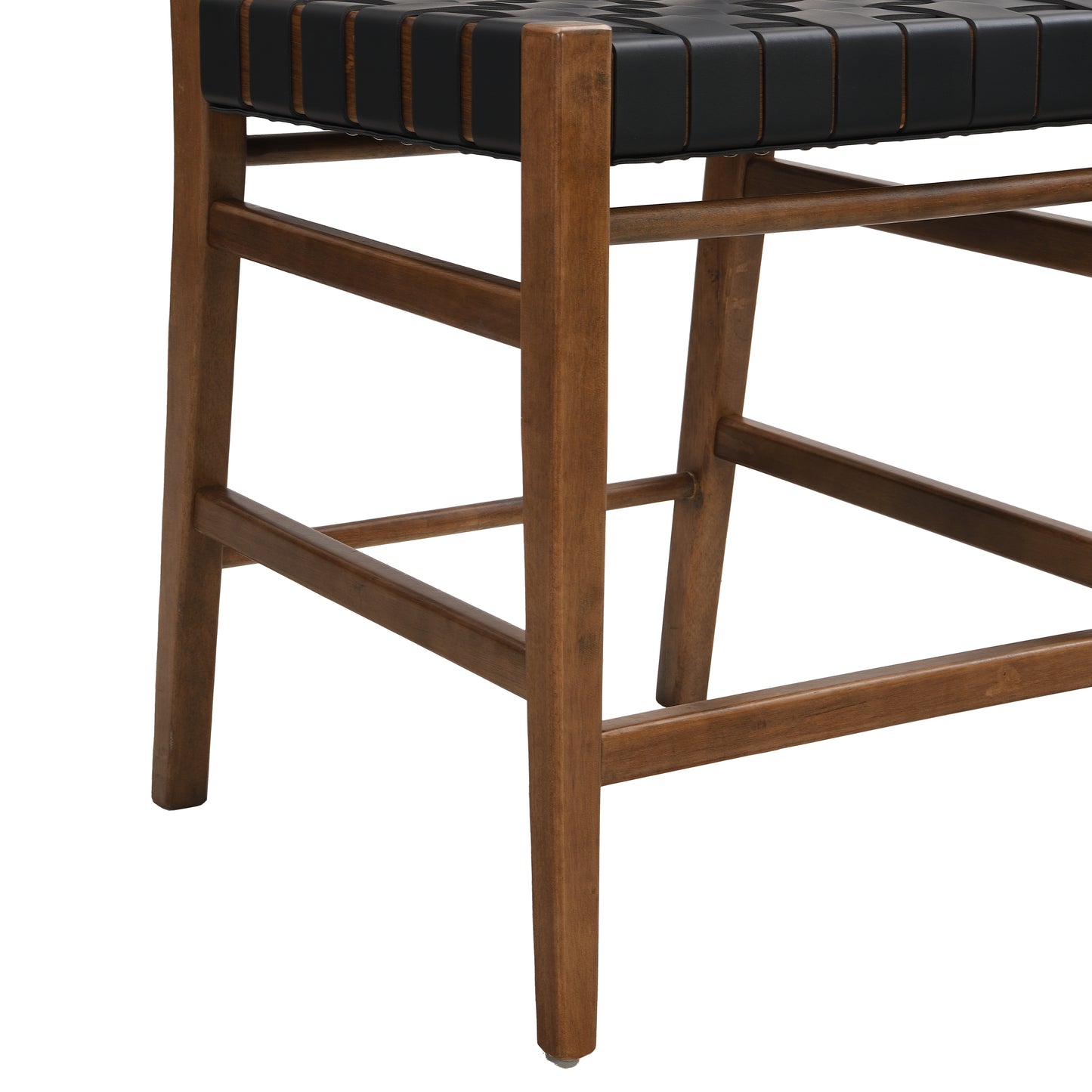 Zephyre Modern Black PU and Wood Counter Stools, Set of 2