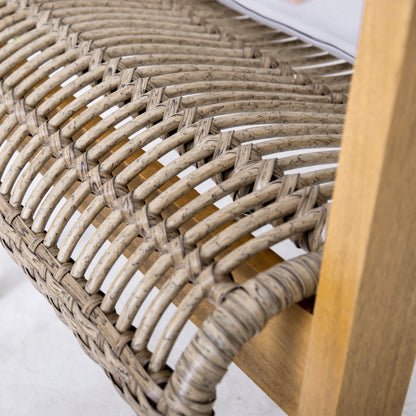 Aster Outdoor Teak Wood with both round and flat wicker club chair