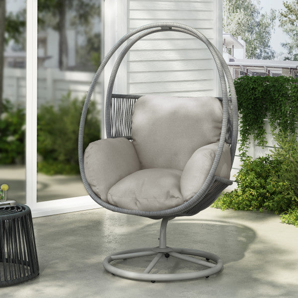 Liana Outdoor Swivel Lounge Chair, Light Gray