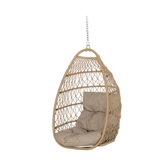 Coloma Outdoor Wicker Hanging Basket Chair with Cushions