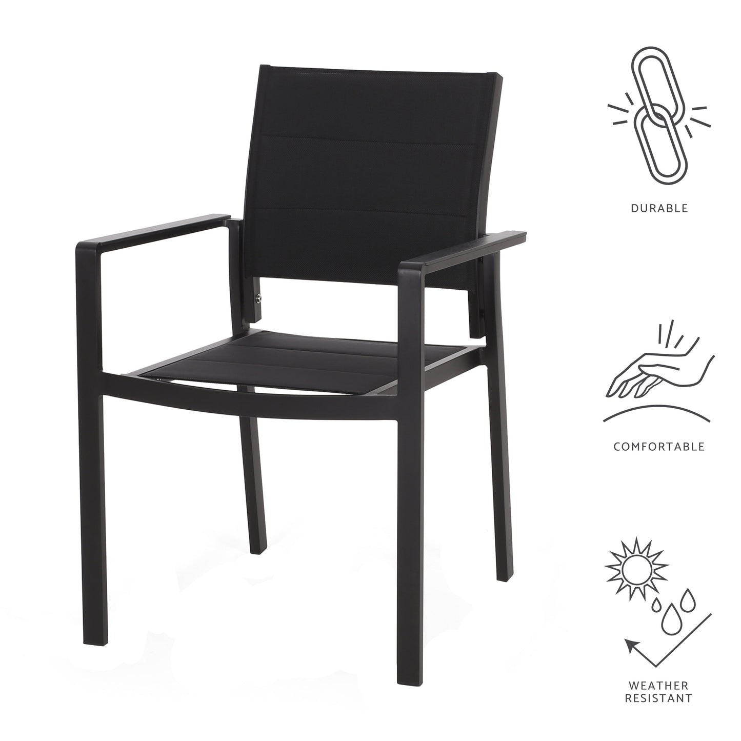 Curtisian Outdoor Mesh and Aluminum Dining Chairs