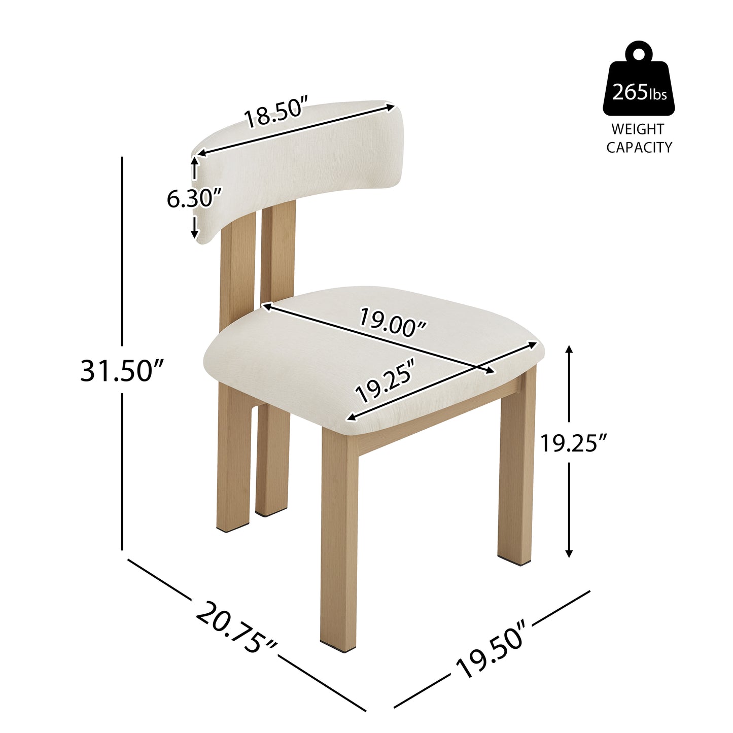 2x Warell Upholstered Luxury Dining Chairs Accent Chairs