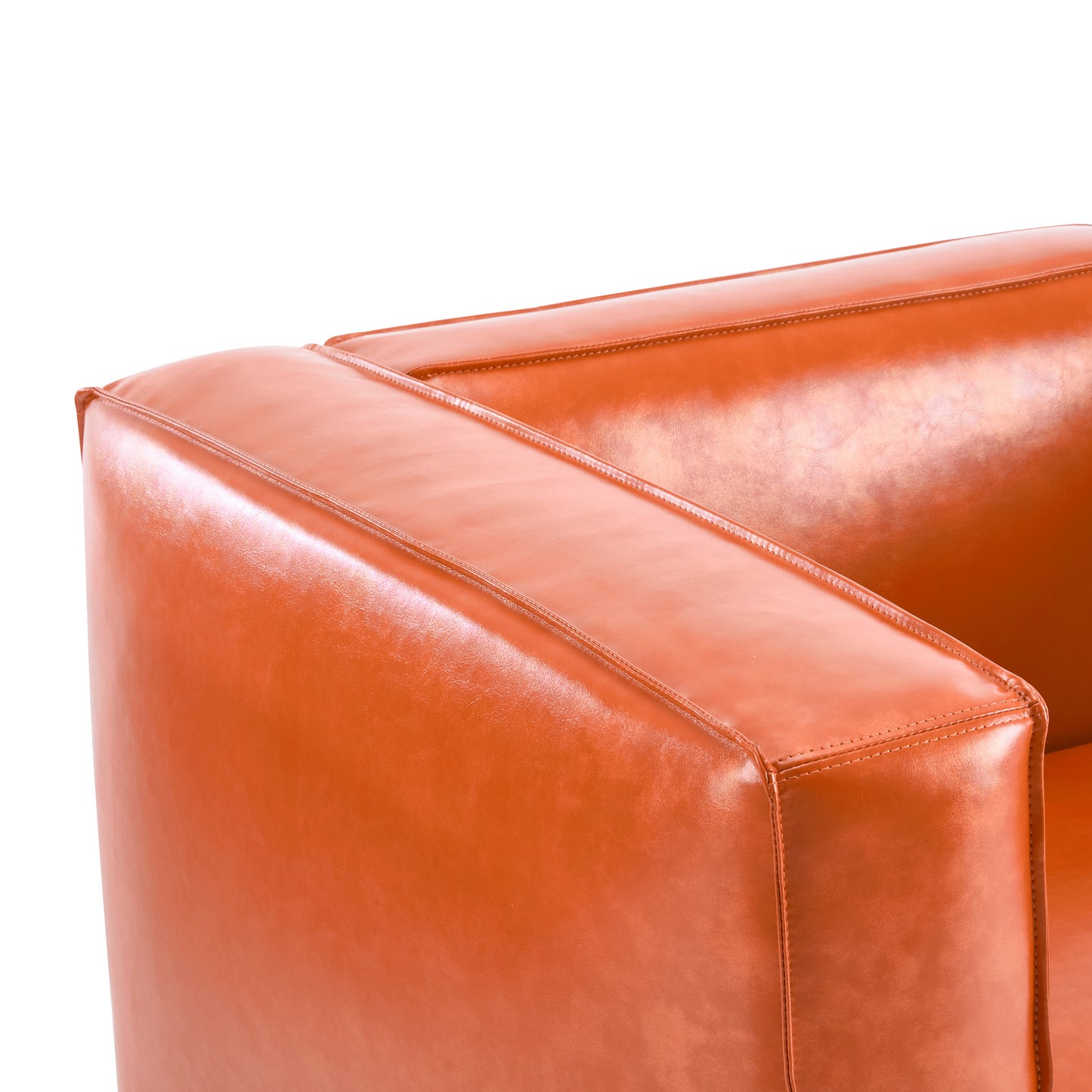 Minkler Orange Faux Leather Arm Chair