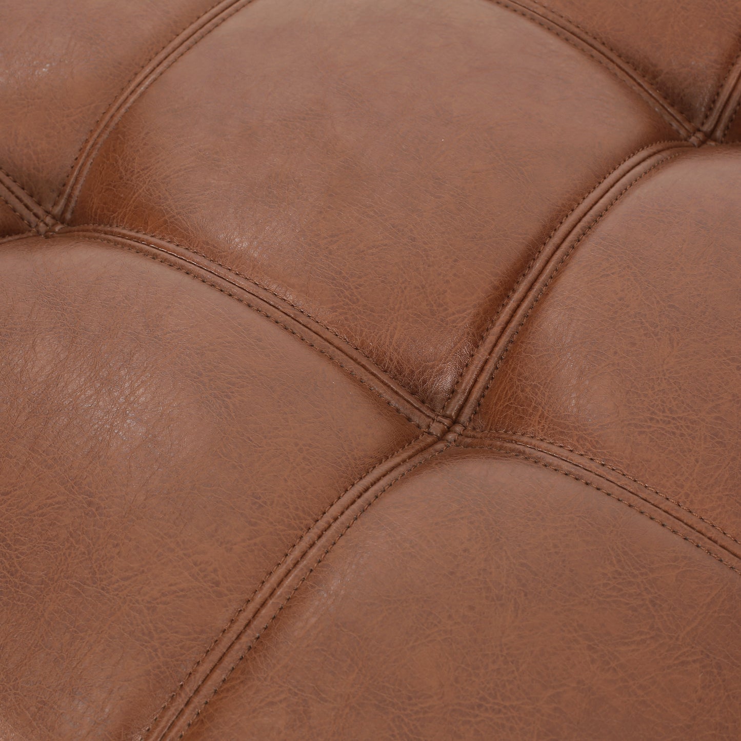 Littell Faux Leather Tufted Ottoman