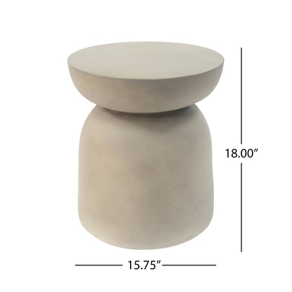 Briar Outdoor Round Concrete Accent Table, Light Grey