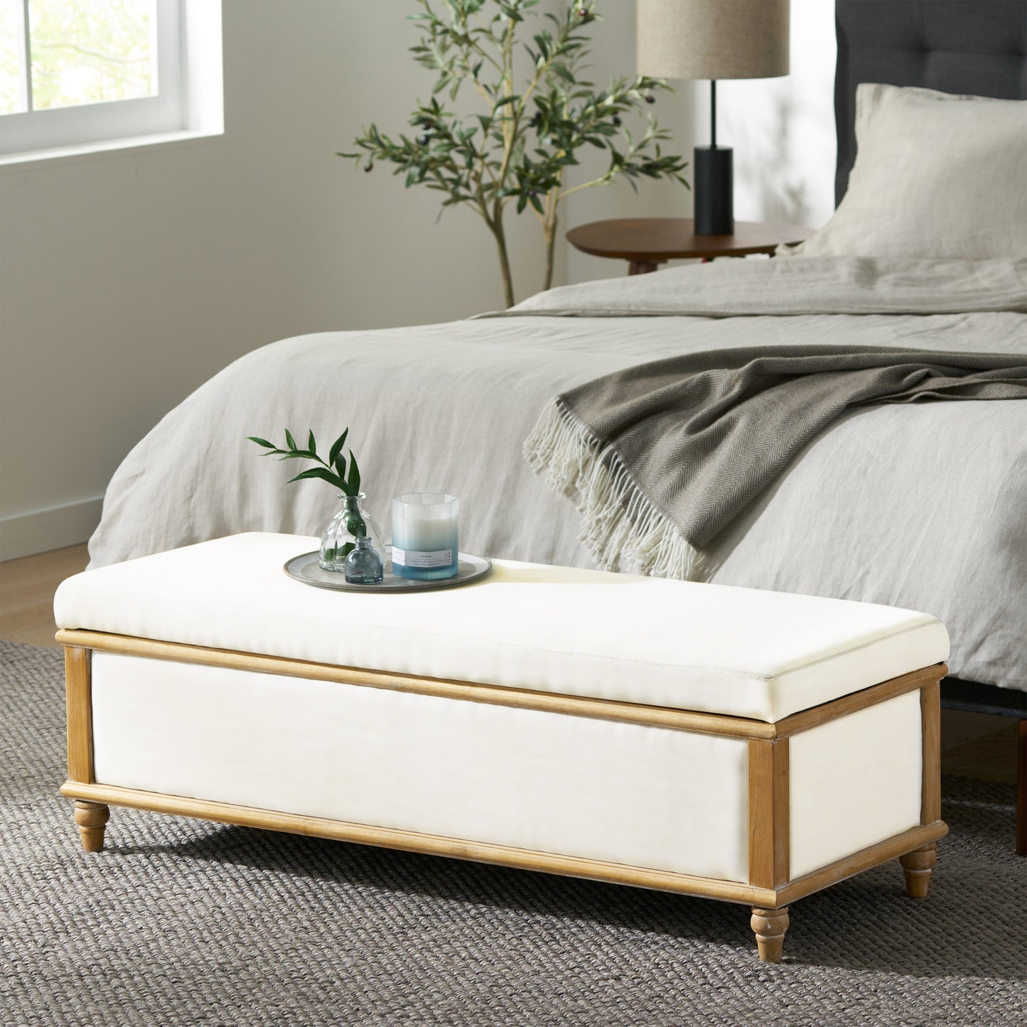 Osgood White Storage Ottoman