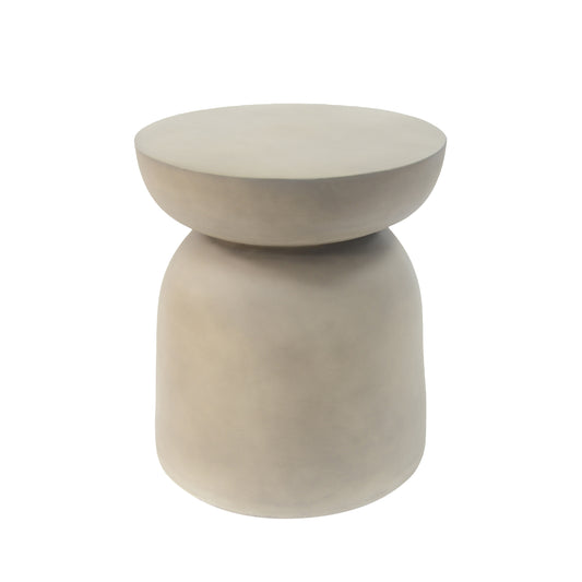 Briar Outdoor Round Concrete Accent Table, Light Grey