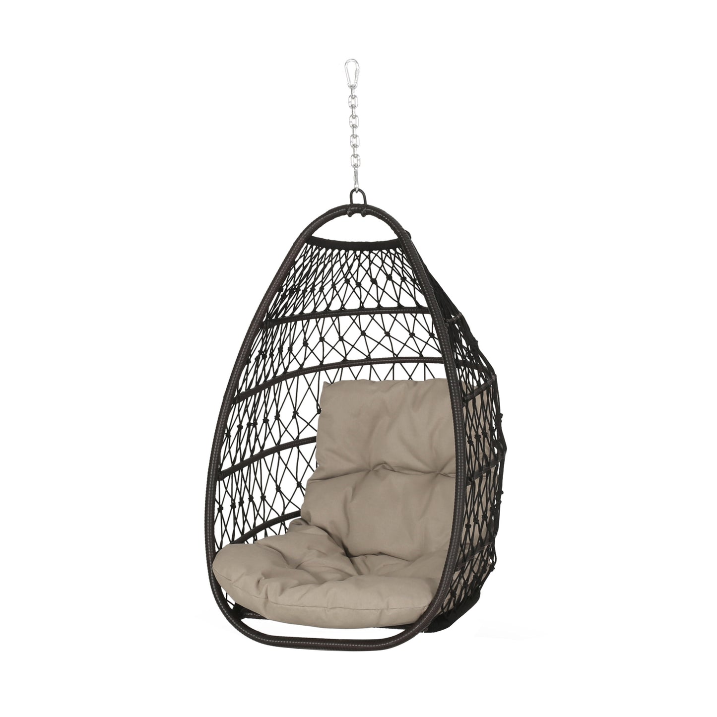Coloma Outdoor Wicker Hanging Basket Chair with Cushions