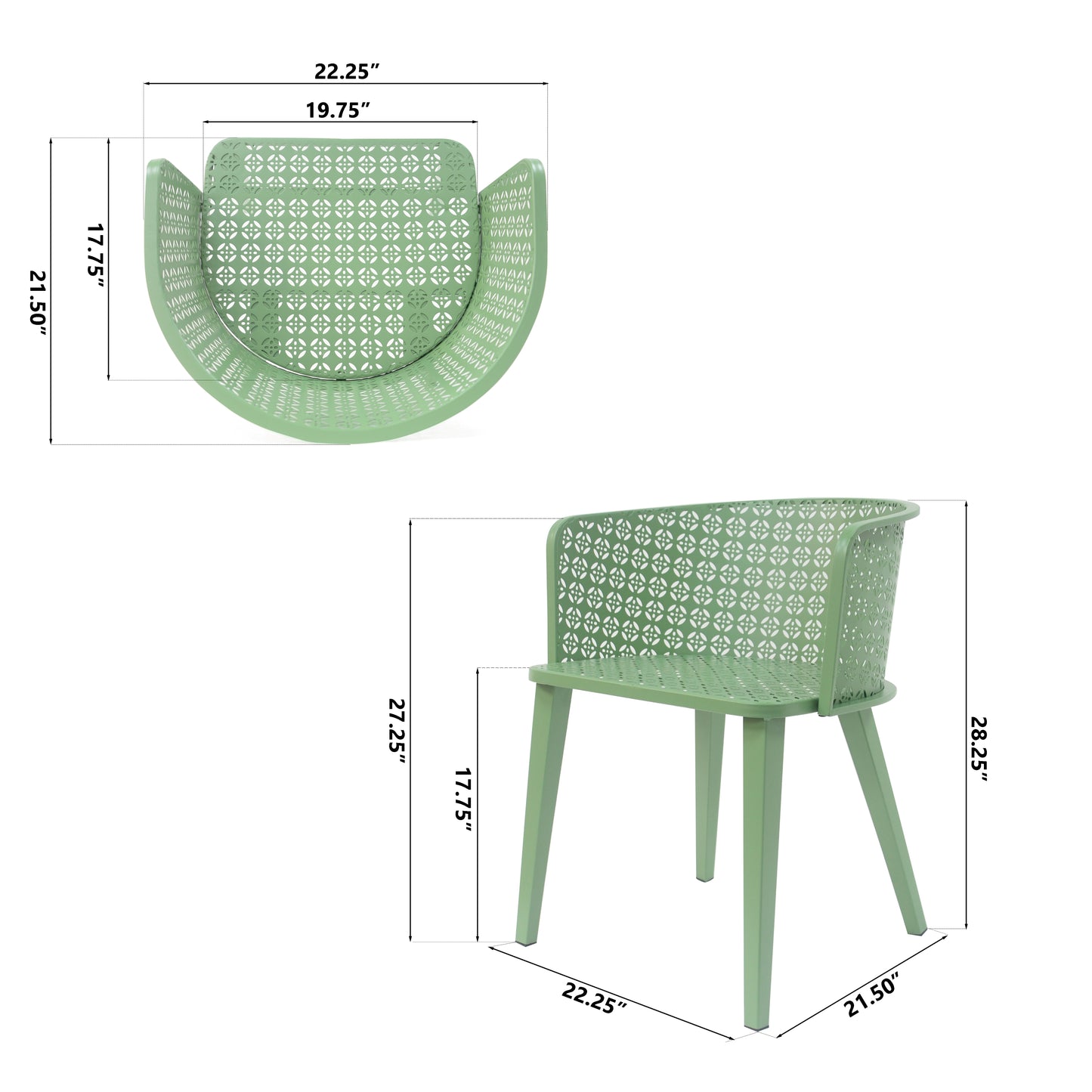 Caspiane Outdoor Patio Dining Chairs with Iron Frame