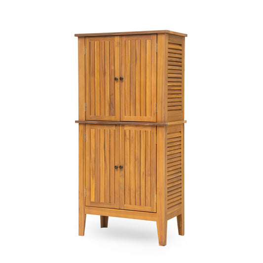 Eirion Outdoor Patio Storage Cabinet, Acacia Wood