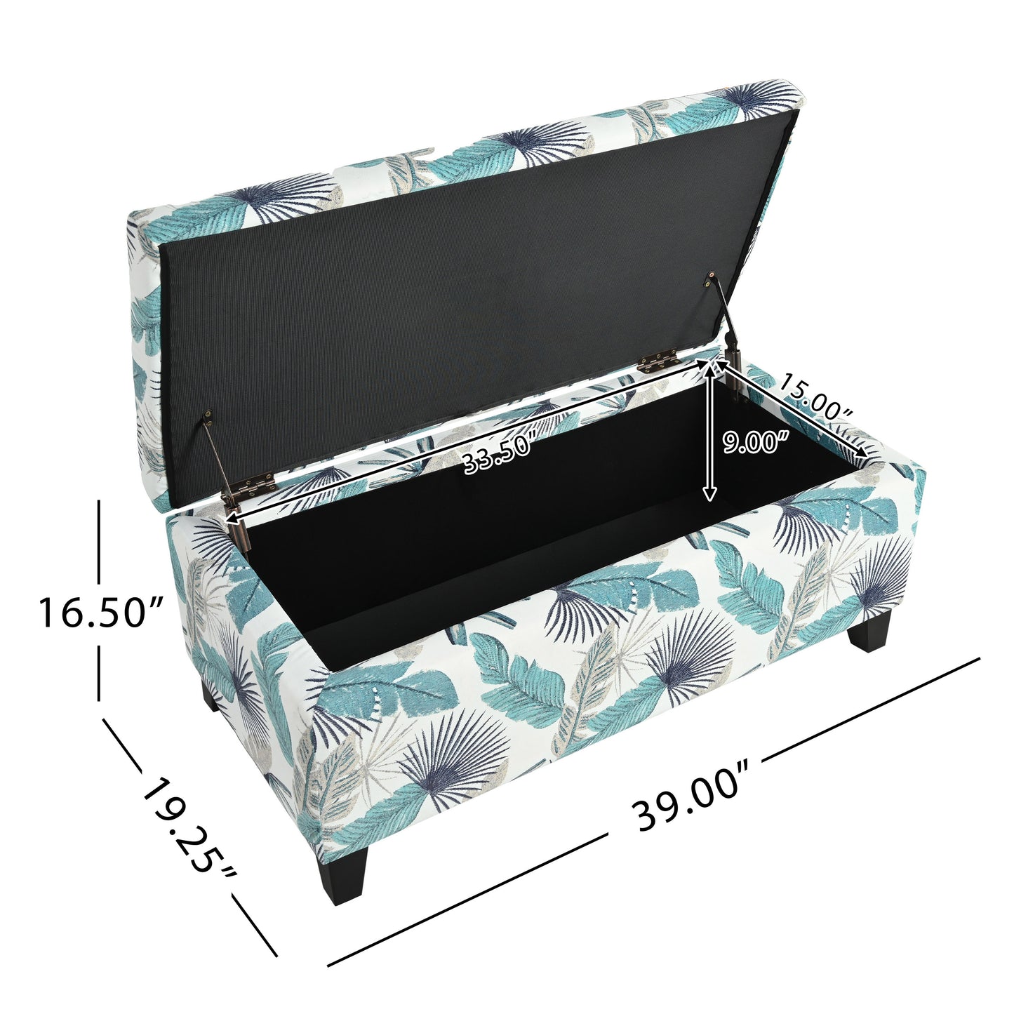 Delray Delray Blue and White Floral Fabric Storage Ottoman