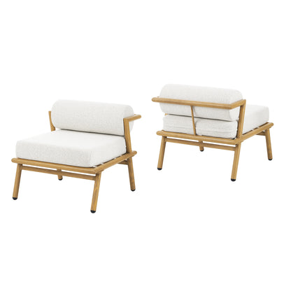 Fernisha Outdoor Patio Club Chair, Off White Cushion, Set of 2