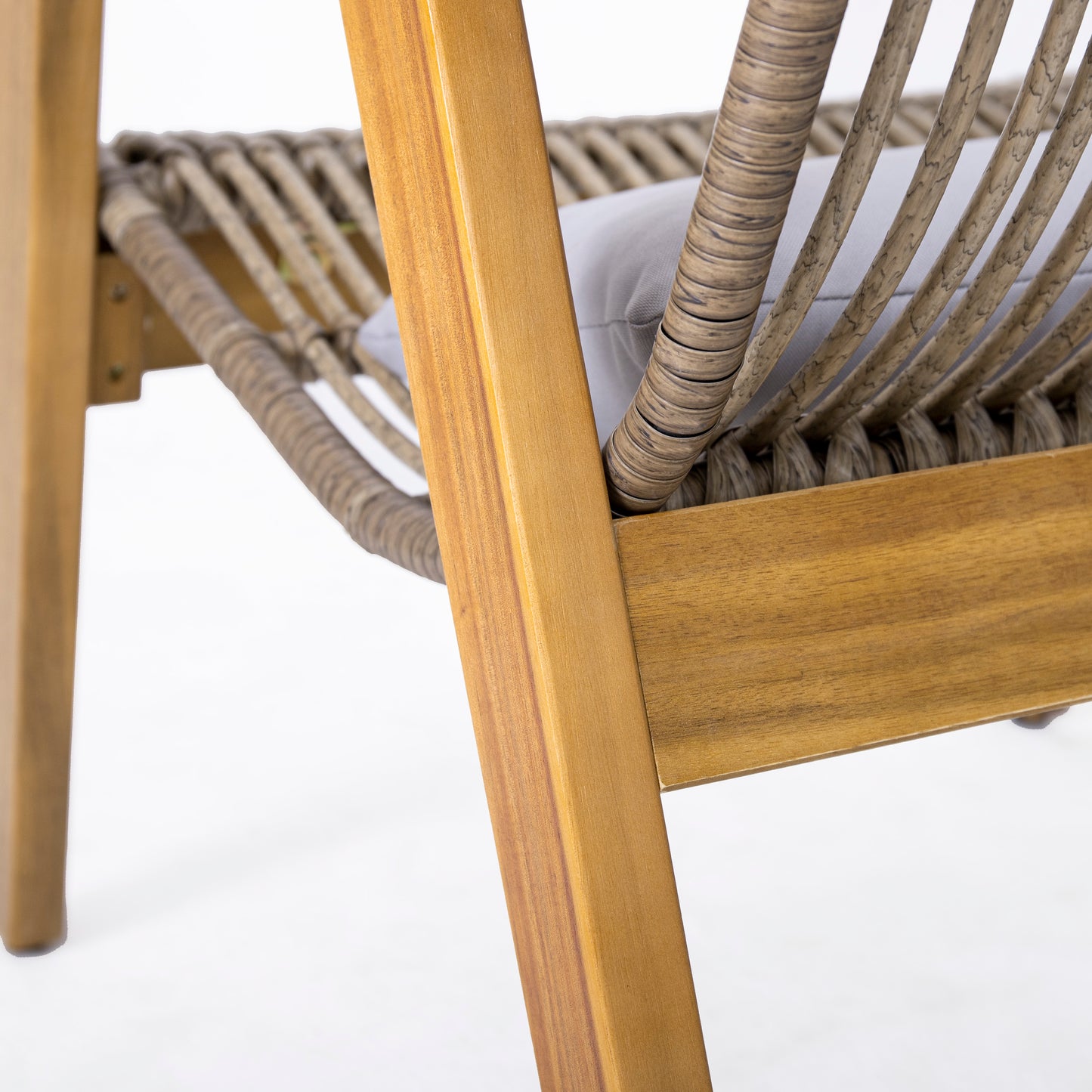 Aster Outdoor Teak Wood with both round and flat wicker club chair