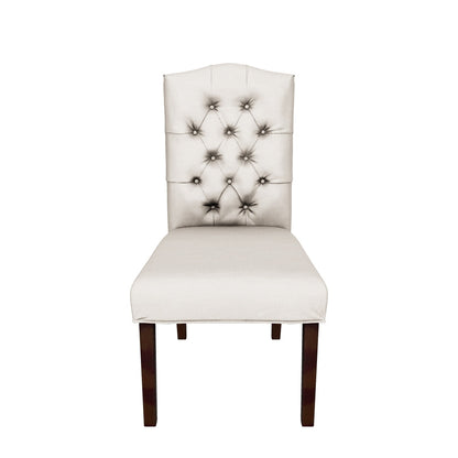 Clark Button Tufted Fabric Dining Chair with Tapered Legs, Set of 2