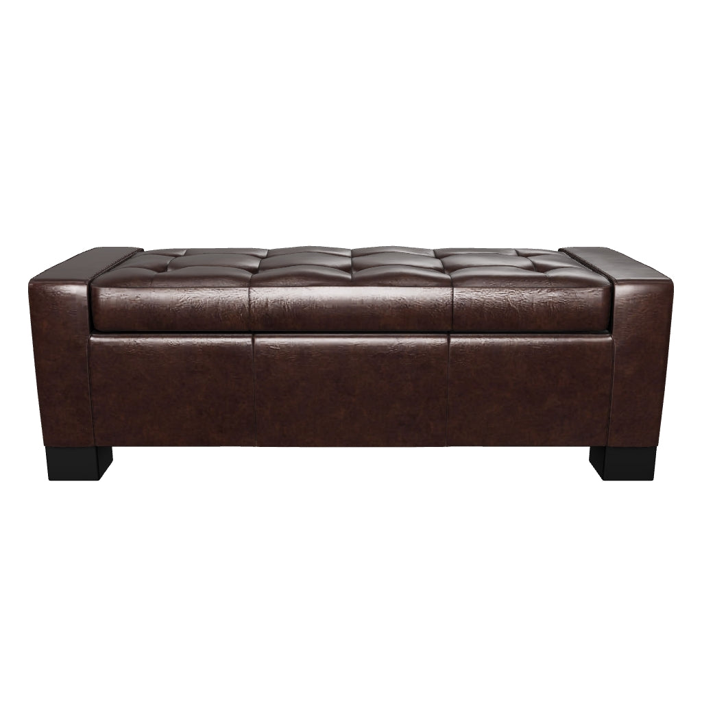 Rothwell Contemporary Tufted Bonded Leather Storage Ottoman Bench