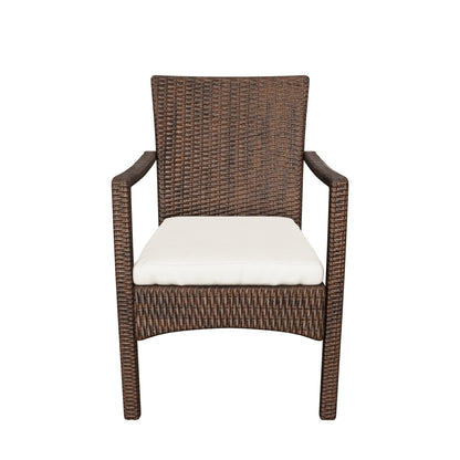 Melba Outdoor Brown Wicker Dining Chair with Beige Cushion (Set of 2)