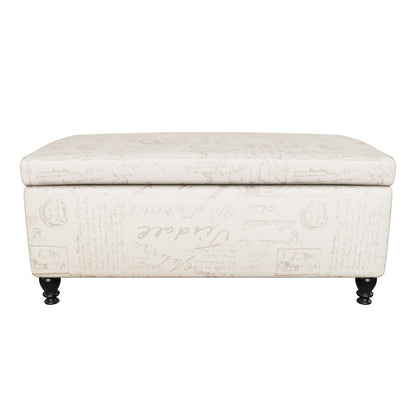 Kingsbury Fabric Storage Ottoman Bench with French Script