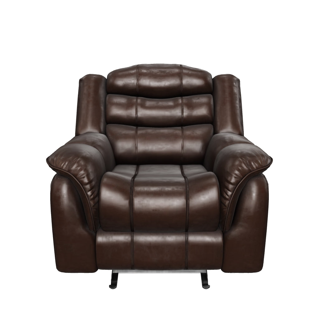 Emryka Brown PU Leather Glider Recliner Club Chair GDFStudio