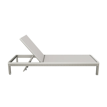 Holborn Outdoor Modern Gray Mesh Chaise Lounge with Wheels (Set of 2)