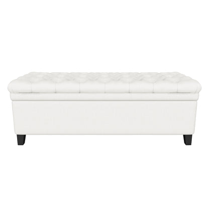 Sheffield French Style Beige Fabric Tufted Storage Ottoman Bench