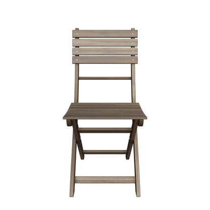 Vicaro Outdoor Grey Finish Acacia Wood Foldable Dining Chairs (Set of 2)