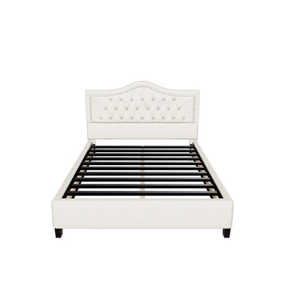 Dante Contemporary Upholstered Queen Bed Set with Nailhead Trim