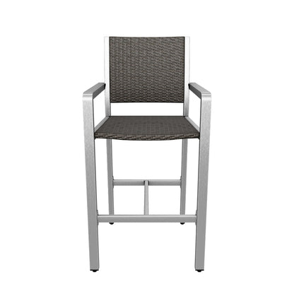 Capral Outdoor Modern Gray Wicker Barstools with Aluminum Frame (Set of 4)