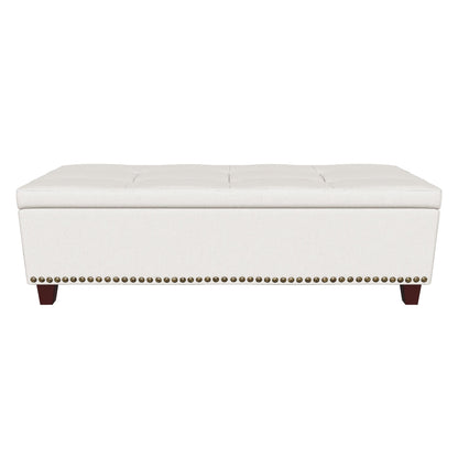 Gisele Tufted Beige Fabric Rectangle Storage Ottoman Bench