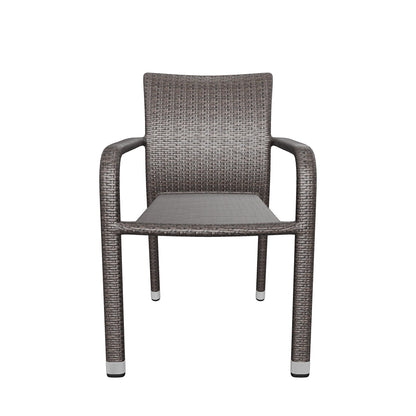 Dylan Outdoor Wicker Armed Aluminum Framed Stack Chairs (Set of 2)