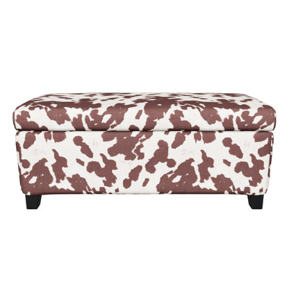 Brianna Rectangle Cow Print Velvet Storage Ottoman Bench