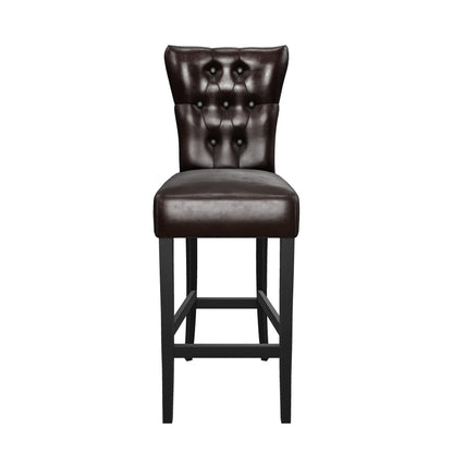 Padma Tufted Back Brown Leather 30-Inch Barstools (Set of 2)