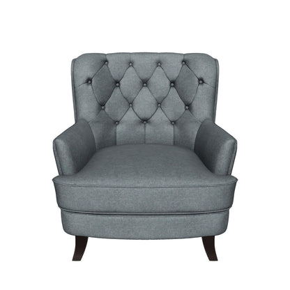 Annelia Contemporary Button Tufted Upholstered Fabric Club chair w/ Piped Edges