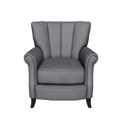 Ezra Contemporary Channel Stitch Upholstered Fabric Club Chair