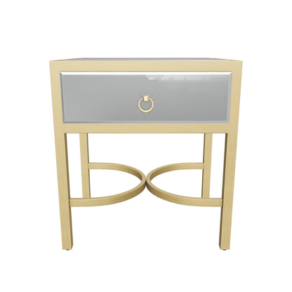 Siryen Modern Mirror Finished Side Table with Gold Iron Accents