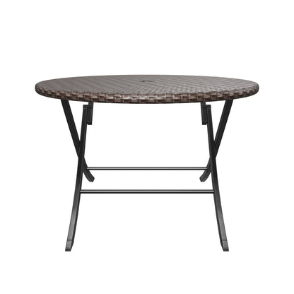 Riley Outdoor Multi-brown Wicker Circular Foldable Dining Table